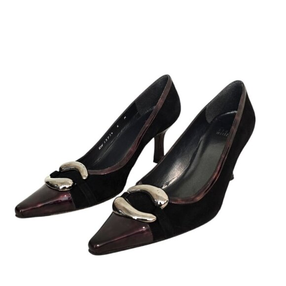 Stuart Weitzman Vintage Marsala Black Suede Tortoise Shell Pumps Sz 6 - Picture 1 of 9
